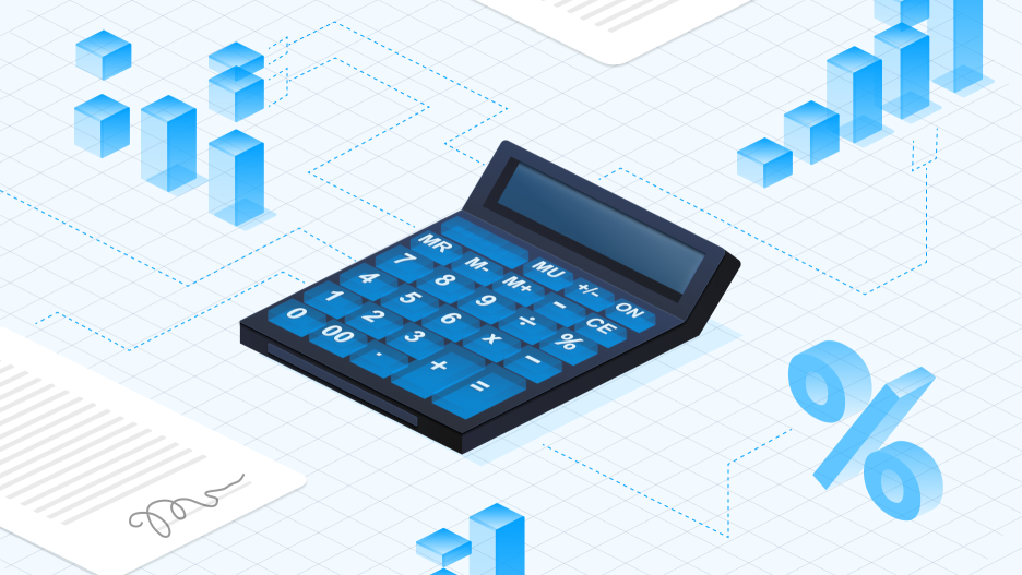 Illustration of a calculator on a grid