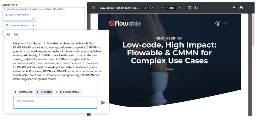 AI-assisted content analysis and creation with Flowable