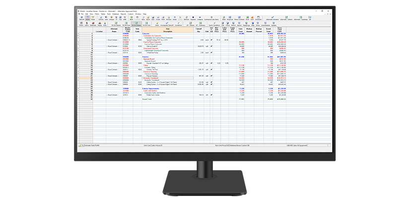 Écran affichant WinEst, un logiciel de chiffrage et de métré pour les entrepreneurs généraux et spécialisés