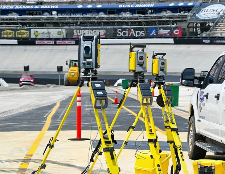 Baker’s Construction Services using Trimble universal total stations at Bristol Motor Speedway