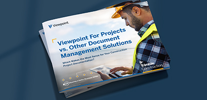 Cover of a Viewpoint For Projects eBook comparing construction document management solutions.
