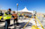A Trimble team member demonstrates how to use Trimble's surveying and mapping technology at the Offsite expo in Las Vegas