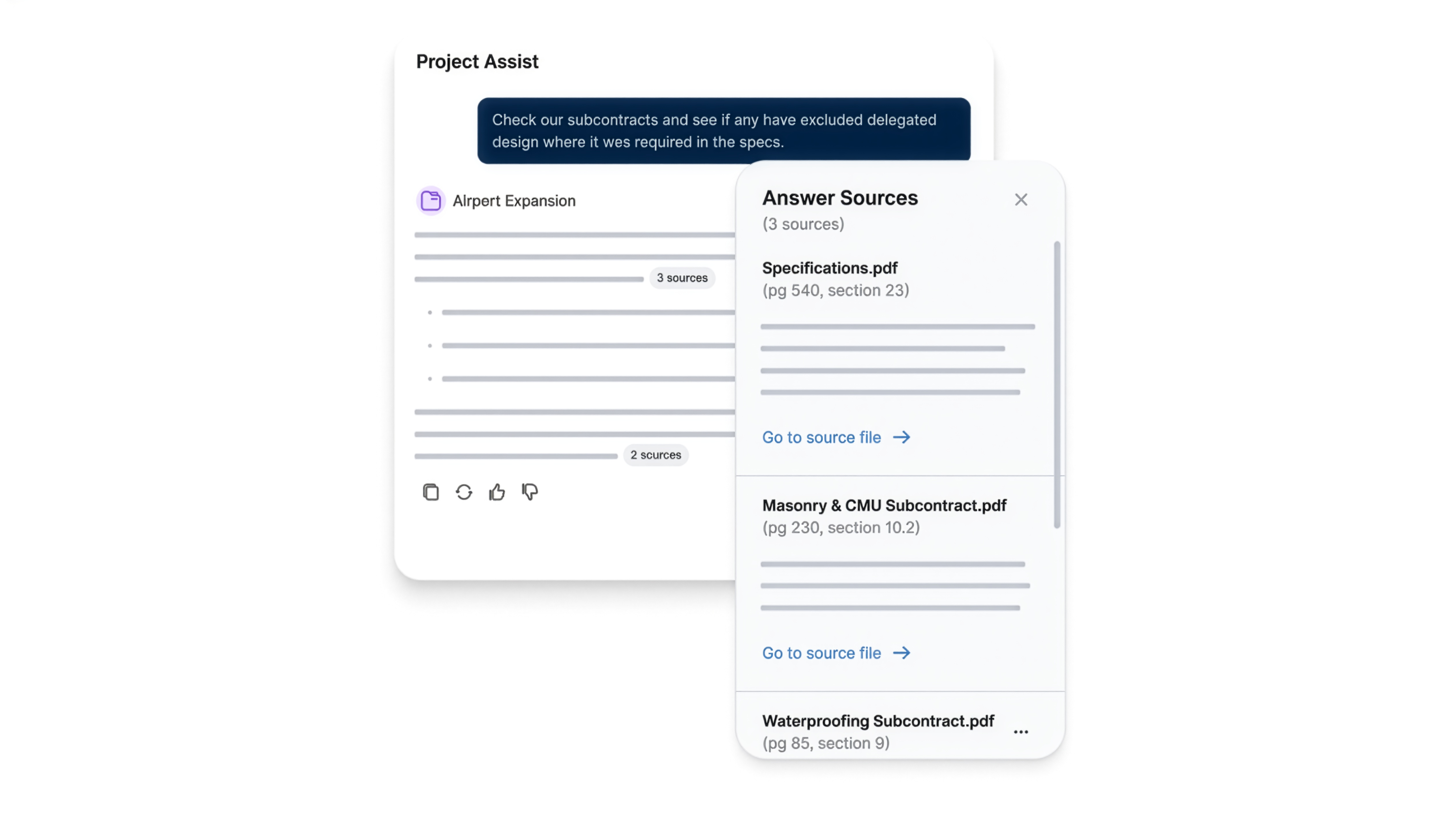 Visual of the Project Assist agentic layer within Document Crunch platform