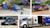 A collage of images related to the Trimble RFK NASCAR team: a pit crew working on a race car, the race car number 6 on display, the number 60 race car next to a sculpture, and a semi-truck with the RFK Racing and Trimble logos.