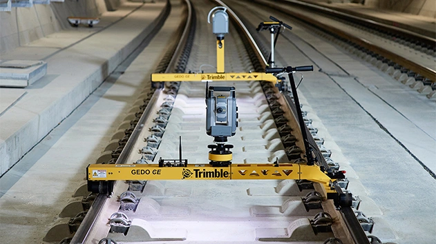 Trimble Geospatial equipment scanning rail infrastructure