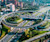 Aerial view of roadways in a city