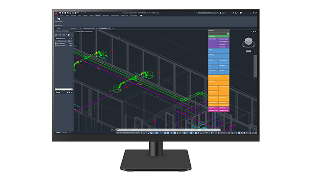 Een desktopmonitor met Stabicad for AutoCAD-software