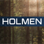 Logo of Holmen featuring a forest with sunlight filtering through trees in the background.