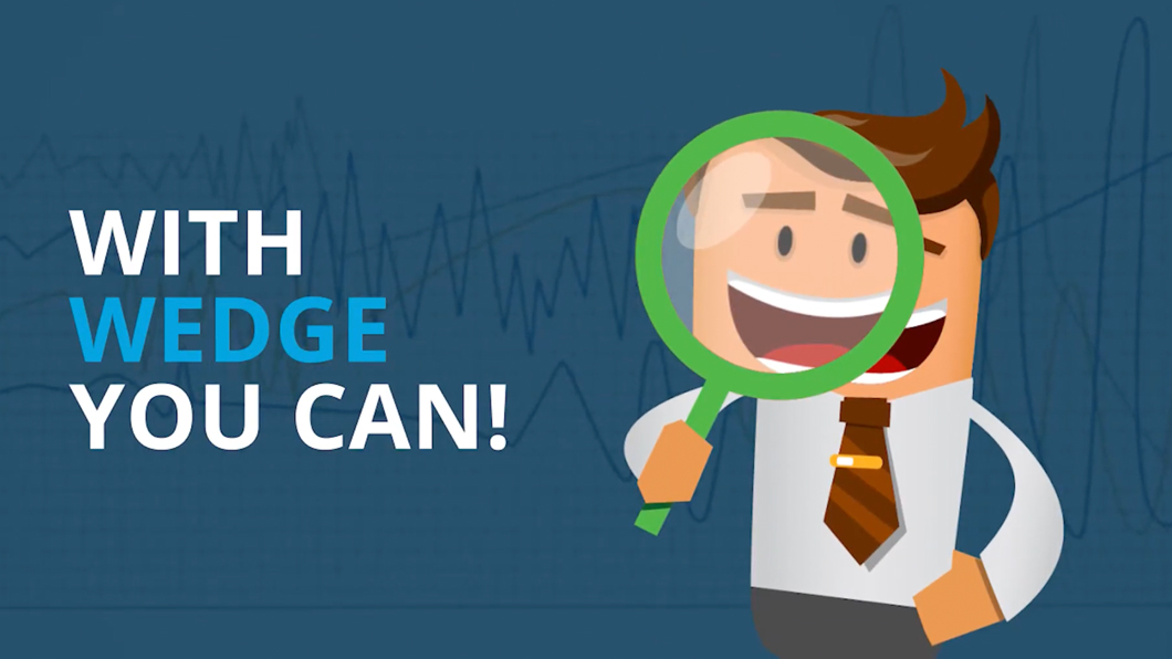 Illustration of a worker in a hard hat pointing to text "Gather all important data from production chain." Nearby, is a log stack, loader, and truck.