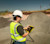 T110 tablet and Trimble X9 laser scanner on a construction site
