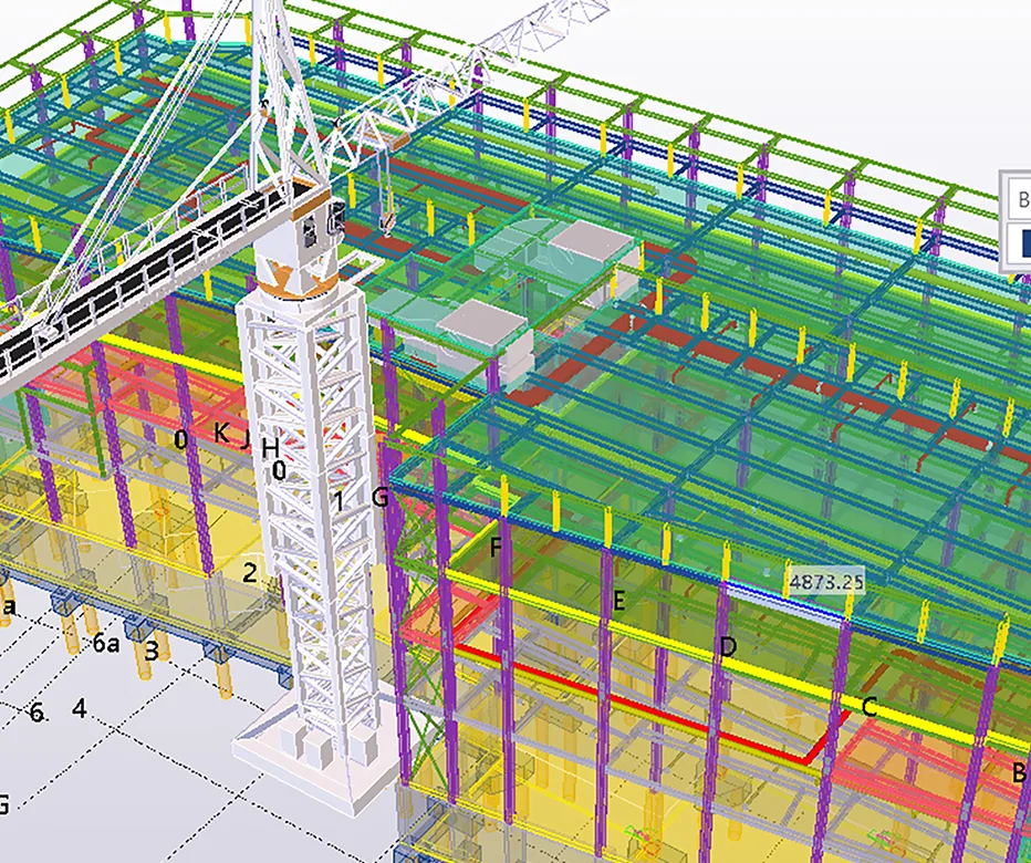 Trimble Tekla software showing construction BIM