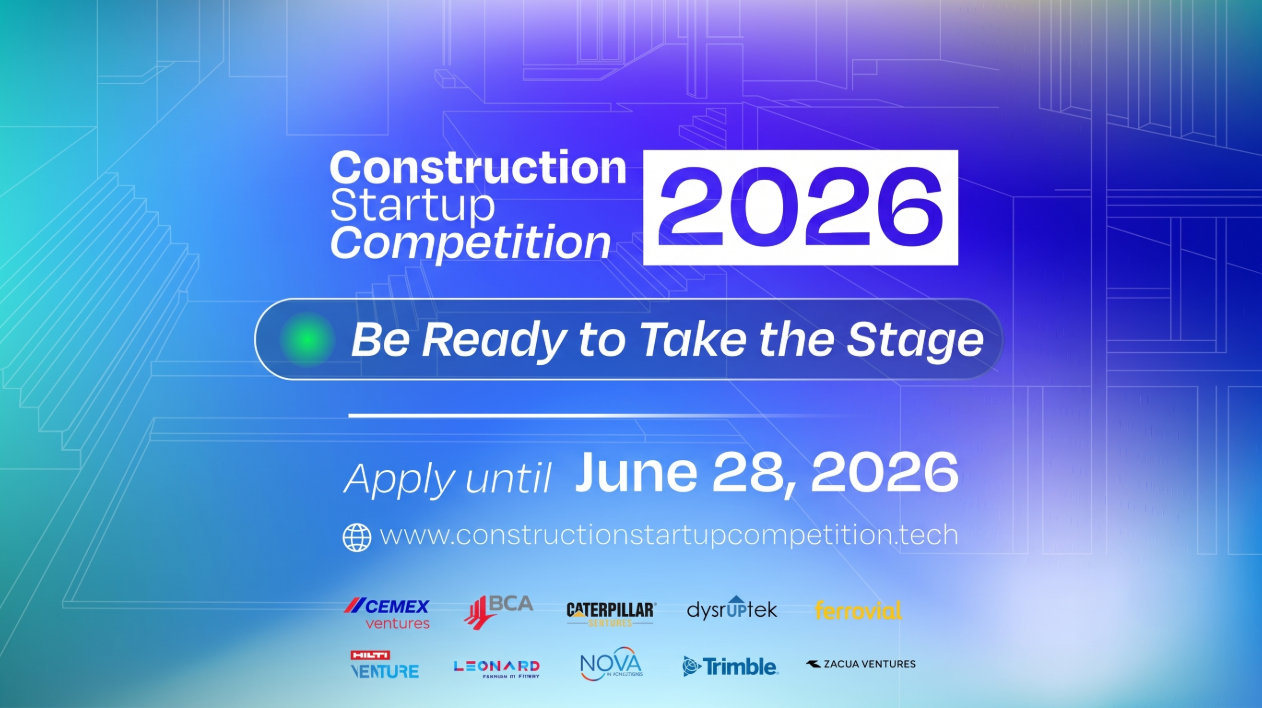 Construction Startup Competition 2026 graphic with Trimble and other participating sponsor company logos