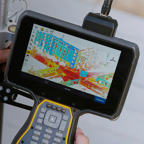 Close up of screen on Trimble TSC7 data collector