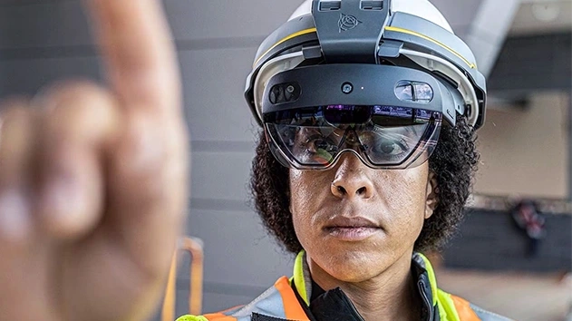 Woman using Trimble SiteVision Augmented Reality