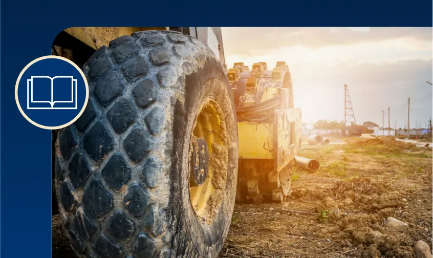 Construction equipment with an icon for the ebook
