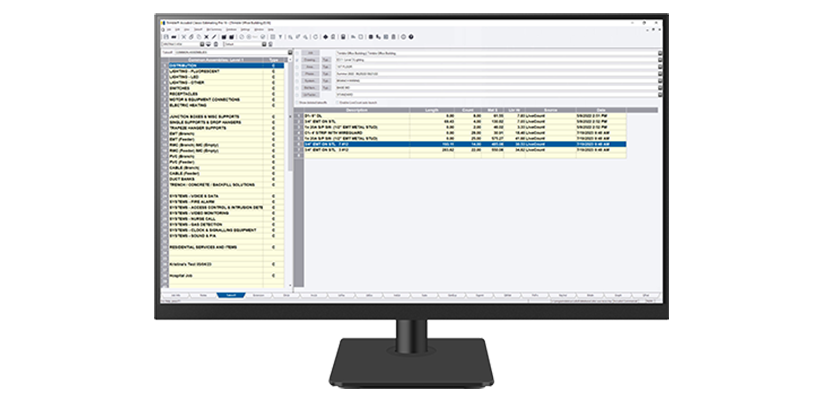 Écran affichant Accubid Classic, la solution originale d'estimation des projets d'électricité qui facilite le flux de travail de construction de bout en bout