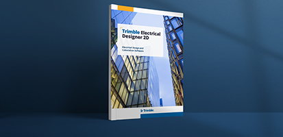 A 3D mockup of a Trimble Electrical Designer brochure
