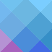 An abstract geometric pattern composed of overlapping diamond shapes. The design uses a vibrant color palette of light blue, teal, deep blue, and purple, creating a mosaic-like effect.