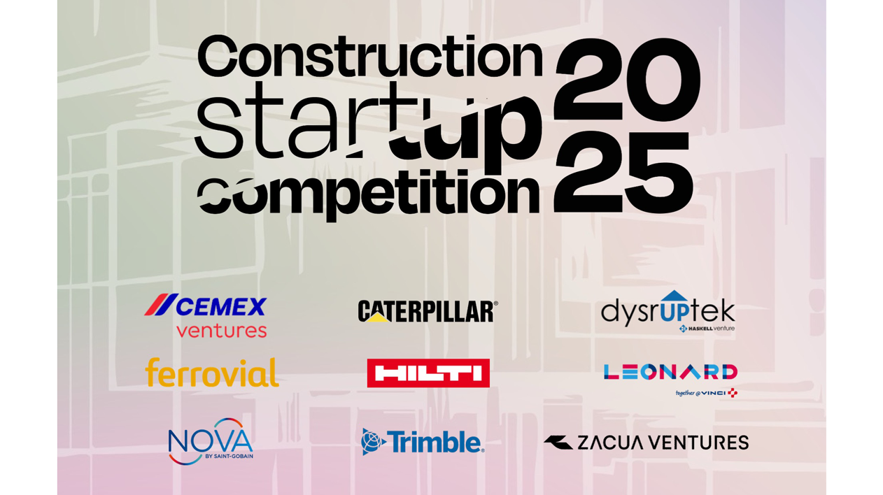 Construction Startup Competition 2025 graphic with Trimble and other participating company logos