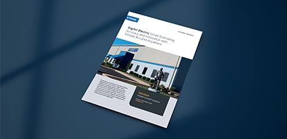 An Accubid Anywhere case study for Gaylor Electric is shown on a document on a dark background.