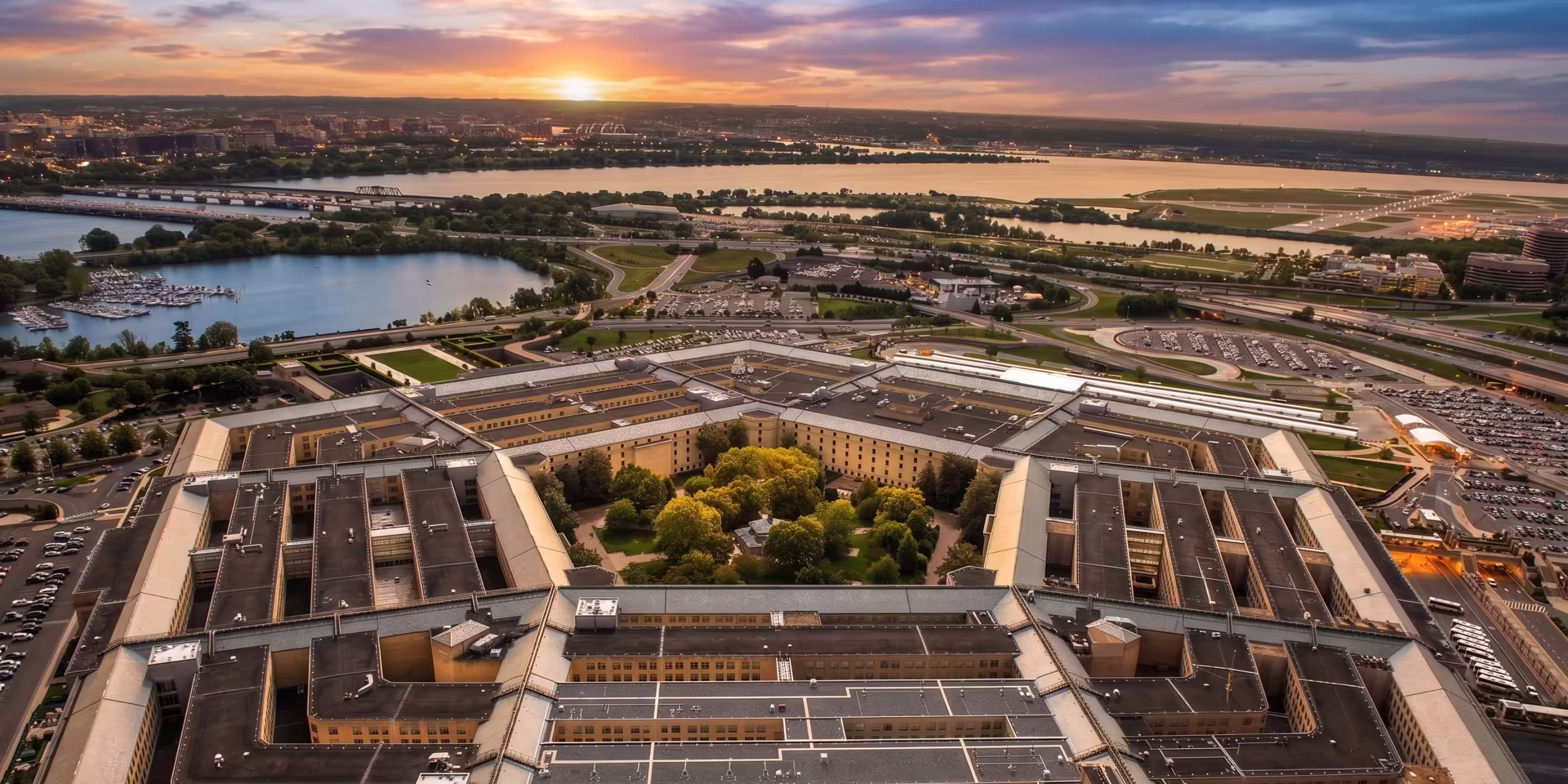 Ministerie van Oorlog in Washington D.C. bij schemering