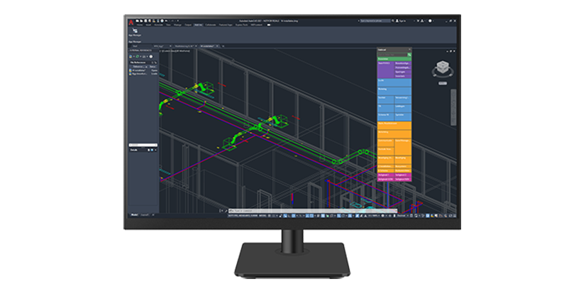 Écran affichant Trimble Stabicad for AutoCAD, un logiciel dédié à la conception MEP 2D et 3D.