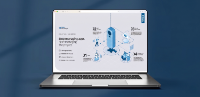 Infographie ProjectSight 360 Capture sur l'écran d'un ordinateur portable illustrant la facilité avec laquelle on peut créer une vidéo de visite guidée d'un site.
