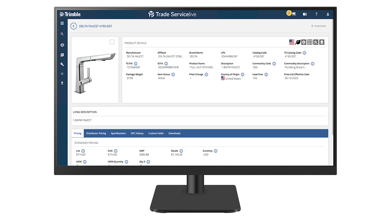 A desktop monitor displays TRA-SER pricing software.