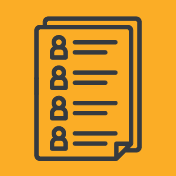 Line art of two stacked documents showing a directory list of contact person icons.