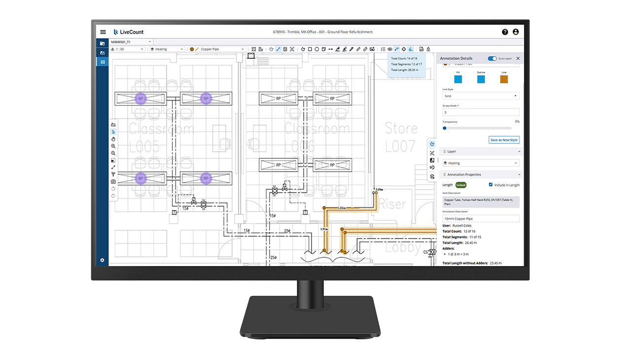 A screen displaying Trimble Total Estimating, cloud-hosted estimating and contract management solution for MEP estimators and project managers.