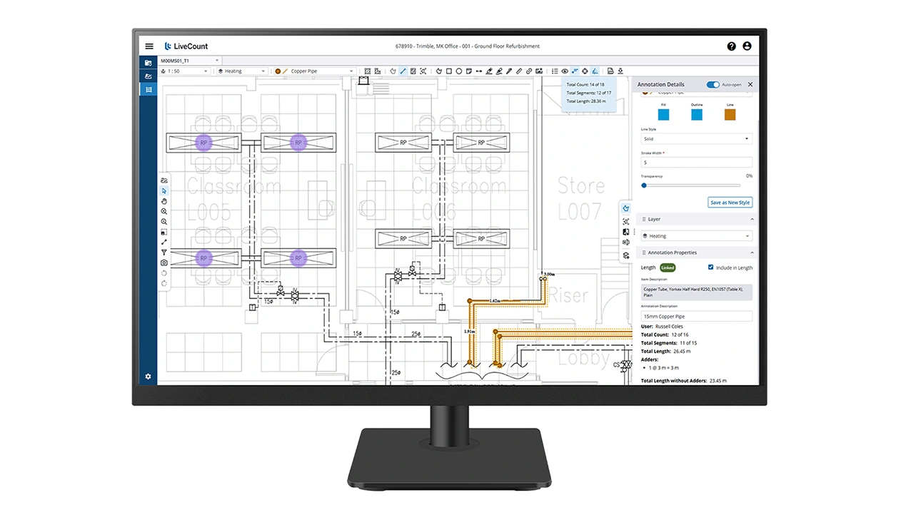 A screen displaying Trimble Total Estimating, cloud-hosted estimating and contract management solution for MEP estimators and project managers.