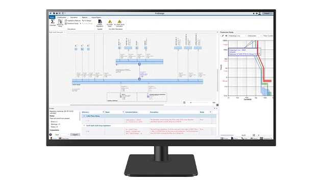 A desktop monitor displays Trimble Electrical Designer software