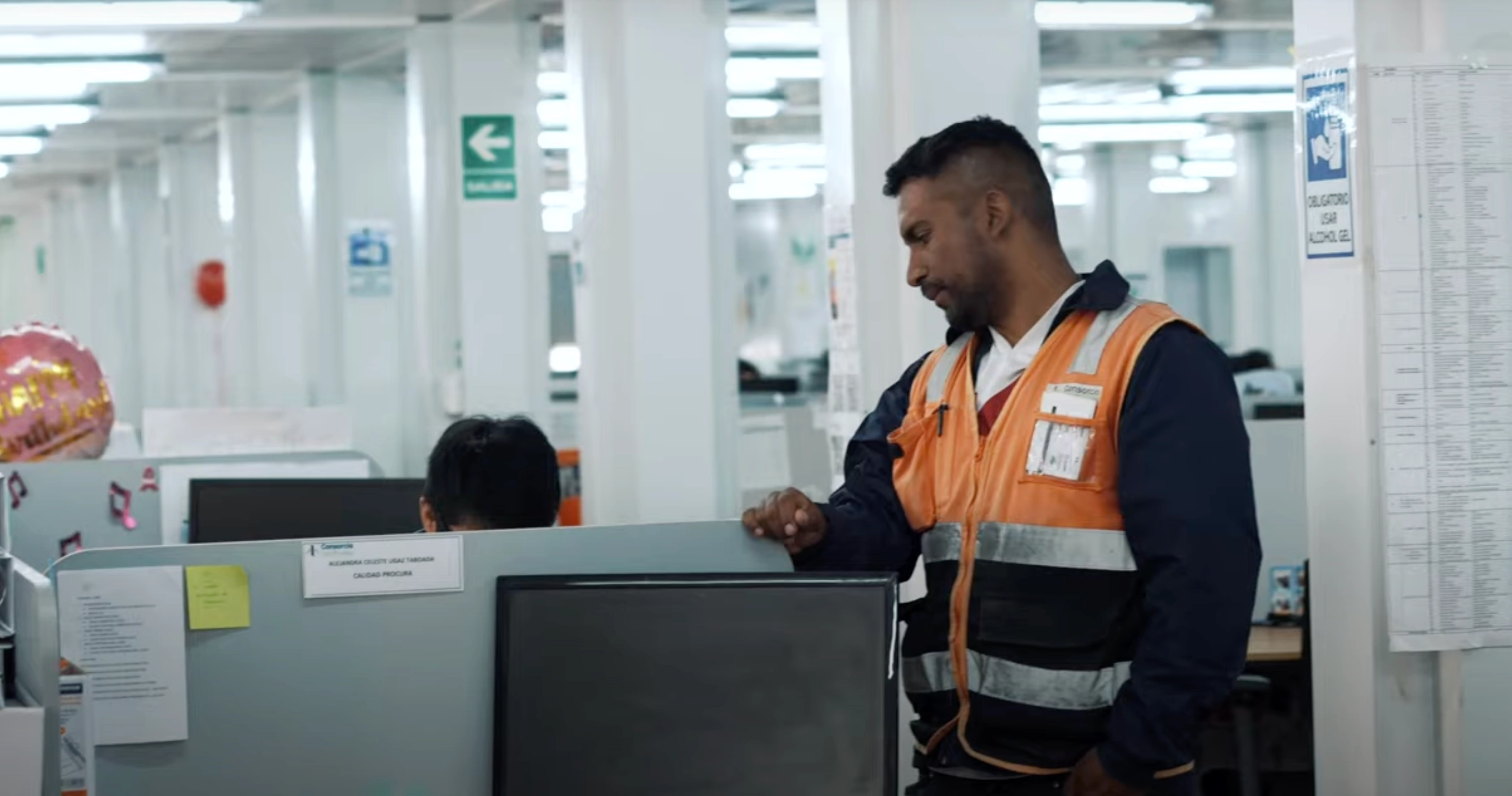 Field worker in the office at Lima airport