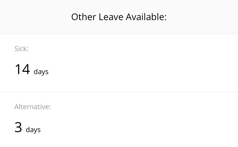 Other Leave Available Other Leave Available
