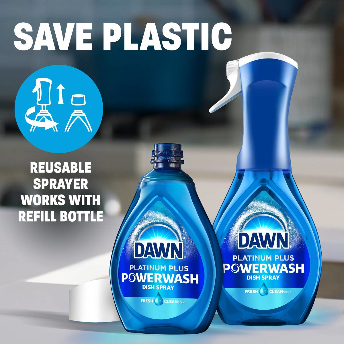 Save Plastic - reusable sprayer works with refill bottle