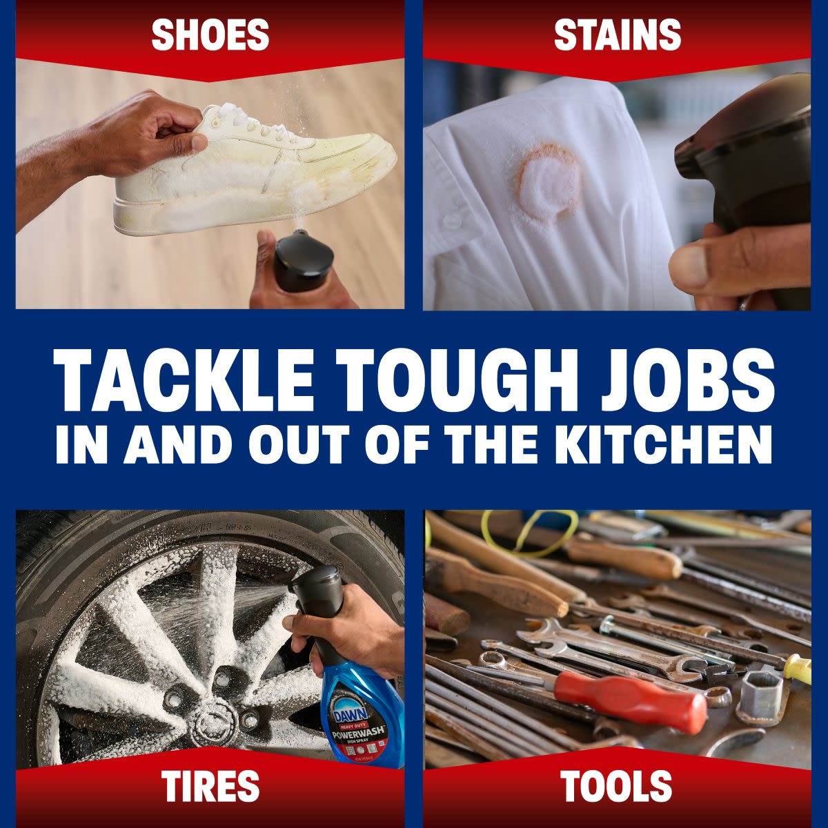Tackle tough jobs in and out of the kitchen: shoes, stains, tires, tools