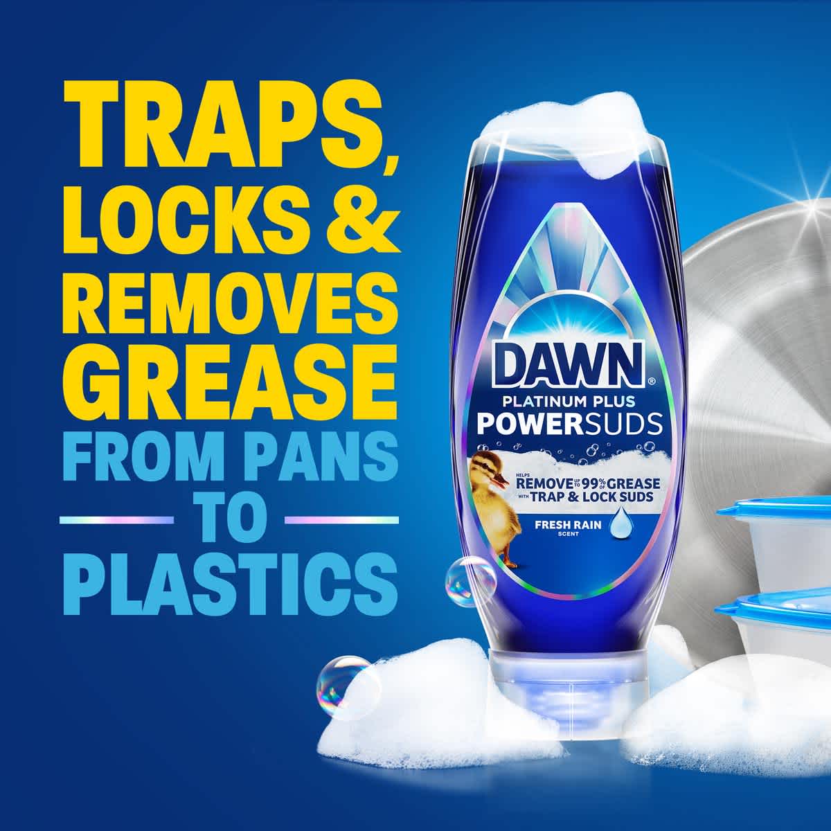 Traps, locks & removes grease from pans to plastics.