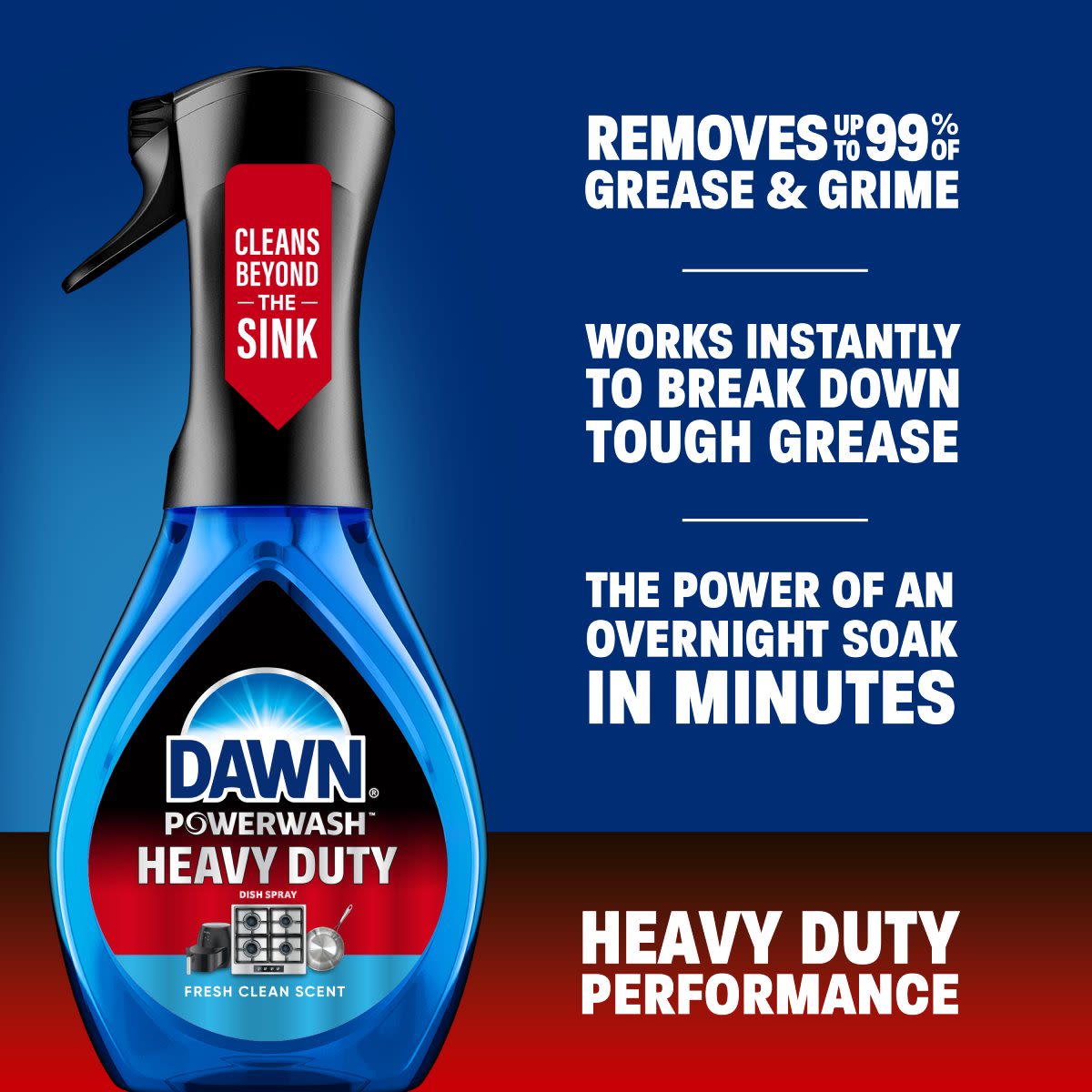 Heavy Duty performance: Removes up to 99% of grease & grime; works instantly to break down tough grease; the power of an overnight soak in minutes