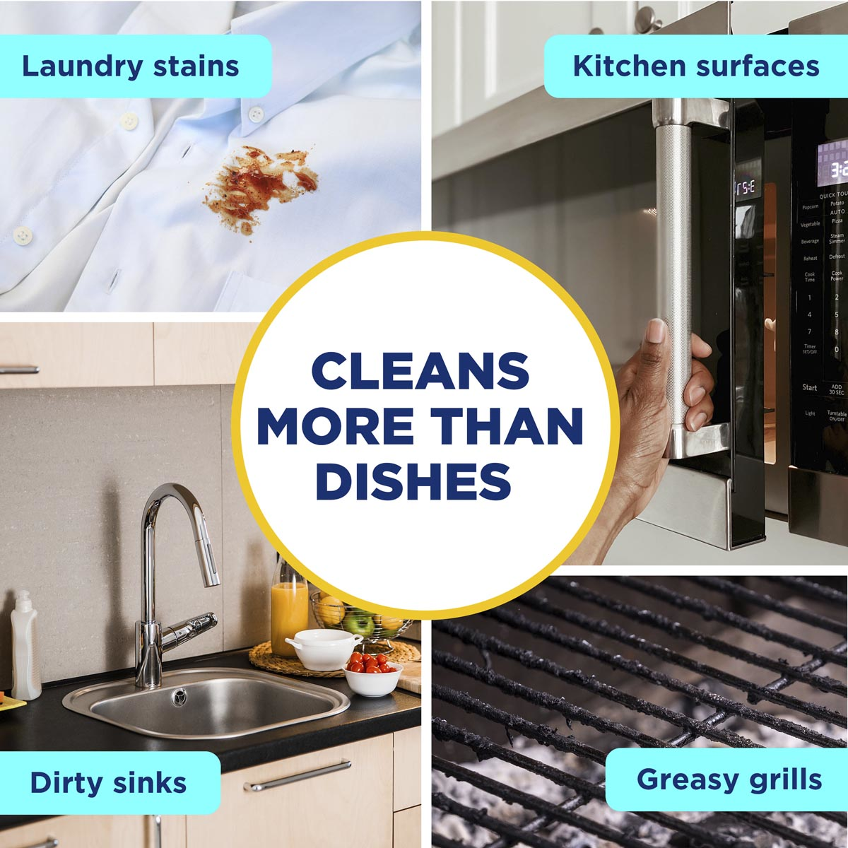 Dawn Powerwash Gain Cleans More Than Dishes - Laundry stains, Kitchen surfaces, Dirty sinks, Greasy grills