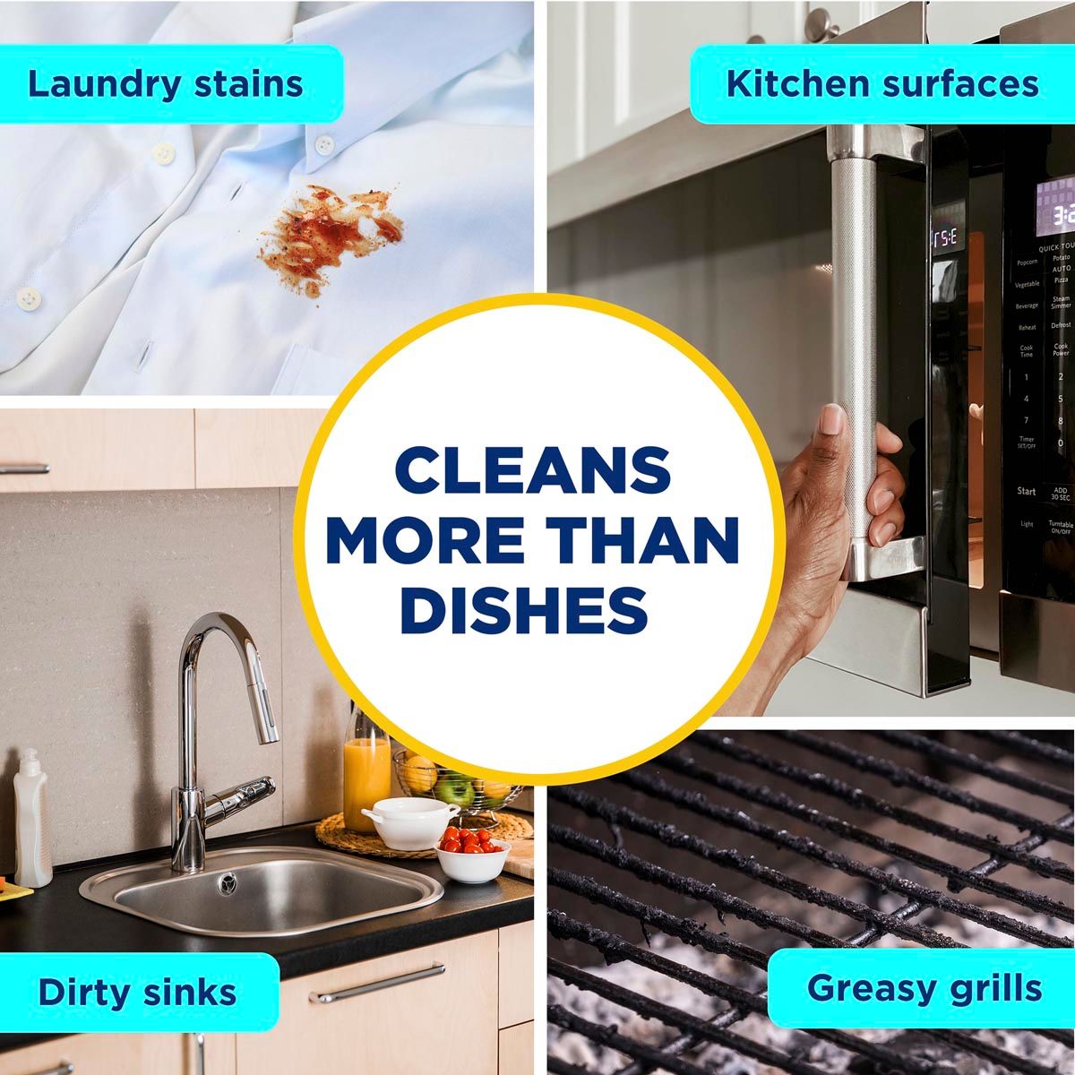 Dawn Powerwash Gain Cleans More Than Dishes - Laundry stains, Kitchen surfaces, Dirty sinks, Greasy grills