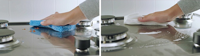 Scrub and rinse away stains