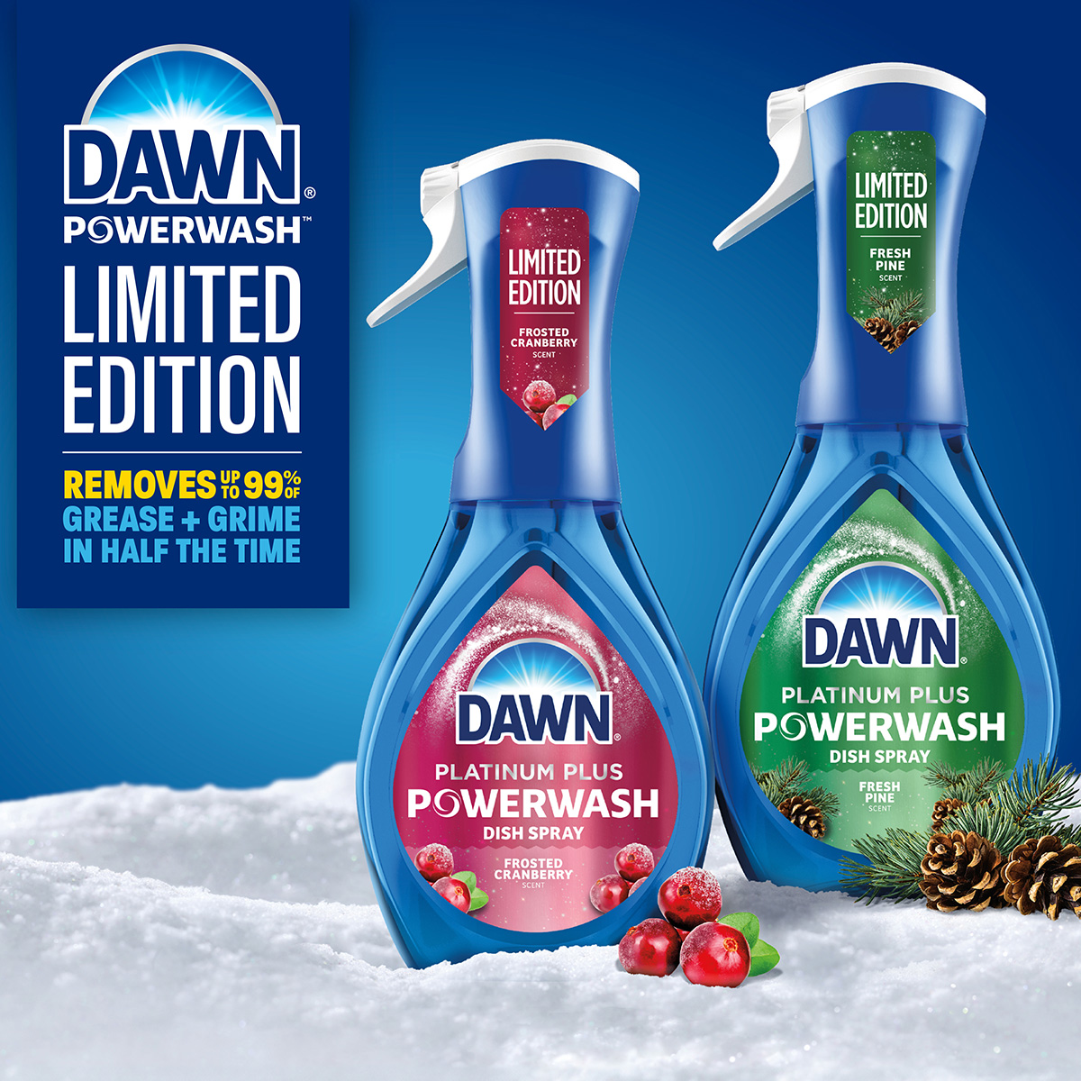 Dawn Powerwash Limited Edition Winter: removes Up To 99% Of Grease + Grime In Half The Time