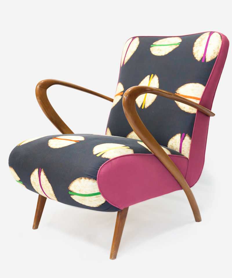 In the manner of Guglielmo Ulrich - Coffee grain patterned armchair, circa 1940 - Armchairs & Sofas