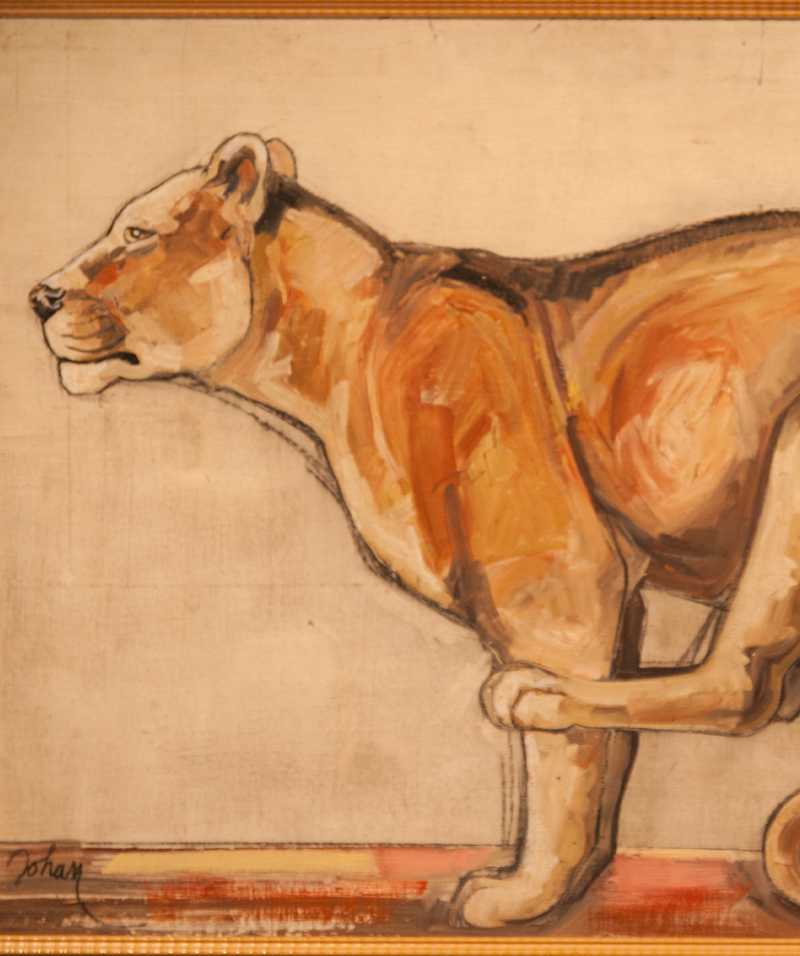 ETIENNETTE JOHAN - Lioness, circa 1940 - Paintings