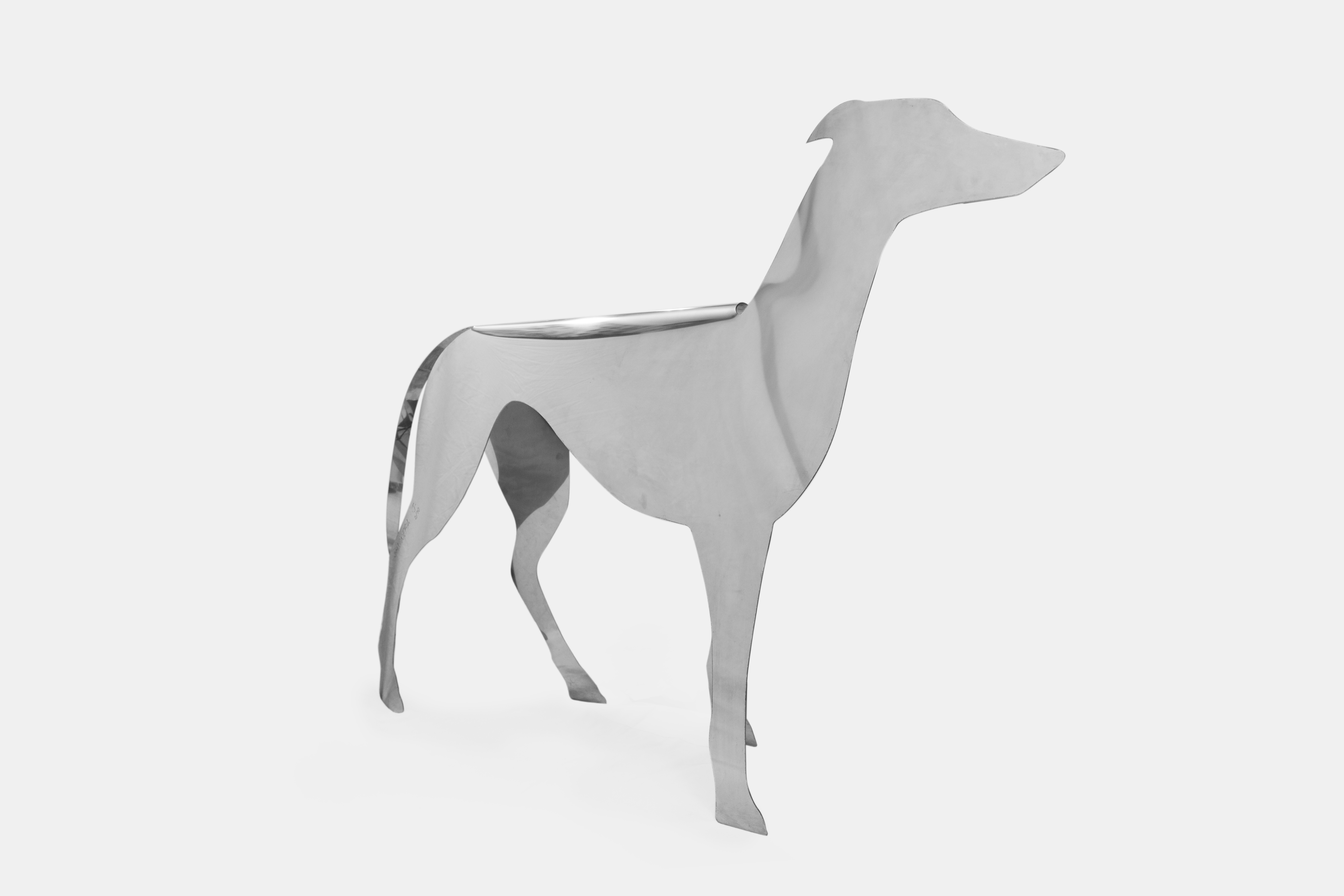 GIOVANNI LORA, Decorative dog sculpture, circa 1970, giovanni, lora, dog, decorative, sculpture, stainless steel, immagineria, italy, limited, edition, animal