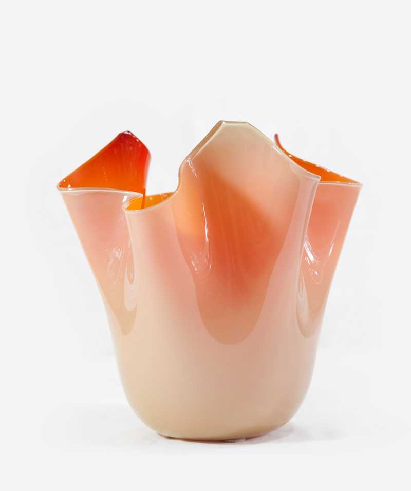 VENINI & CO. - Orange 'napkin' vase, circa 1970 - Vases