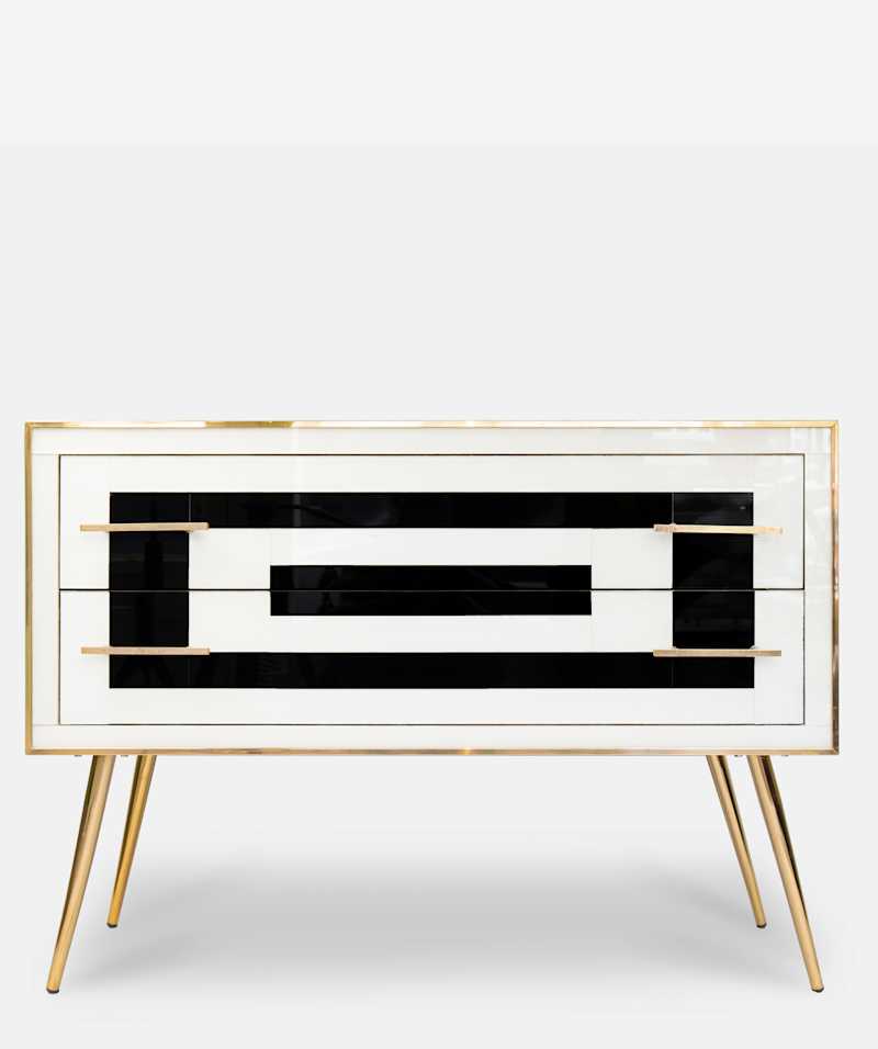 ITALIAN SCHOOL - Chest of drawers in white and black, circa 1990s