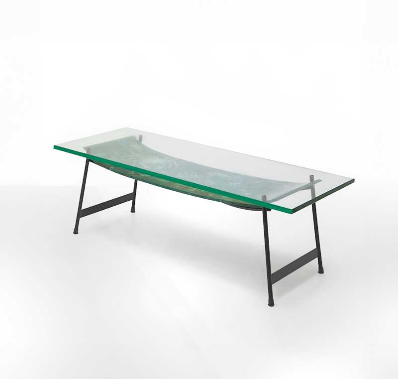 Duilio Barnabé - Rare Painted Glass Coffee Table