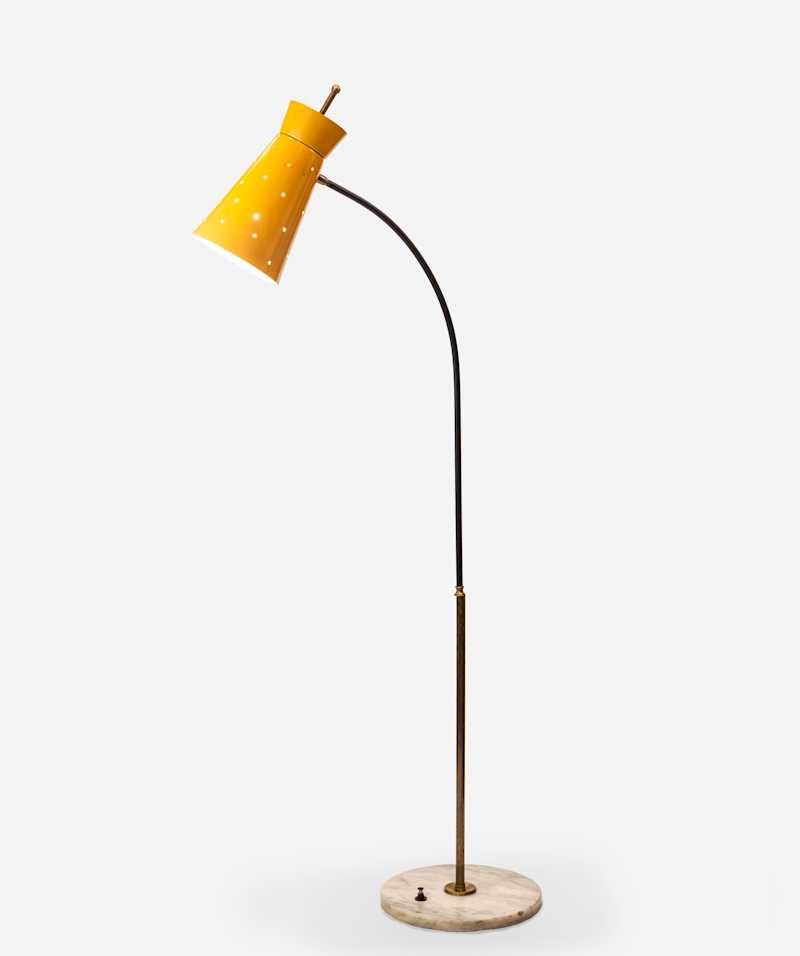 Italian School - Floor lamp with an orange lampshade, circa 1950 - Standing Lamps