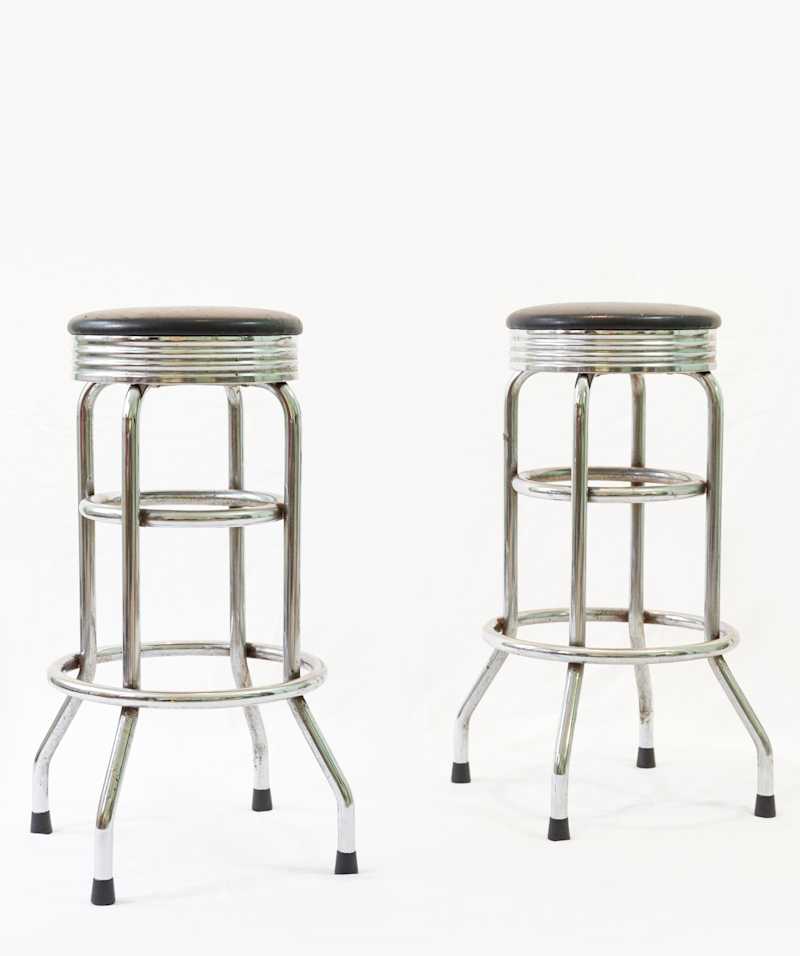 ITALIAN SCHOOL - Pair of bar stools, circa 1970 - Chairs